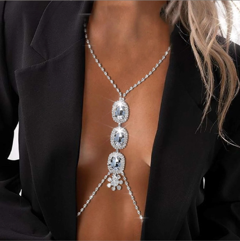 Elegant Statement Jewelry Crystal Rhinestone Body Chain Necklace